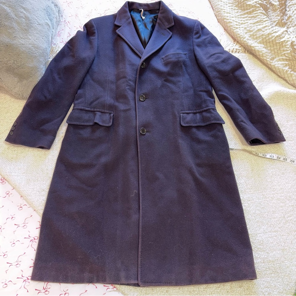 Vintage Navy Cashmere Overcoat large
